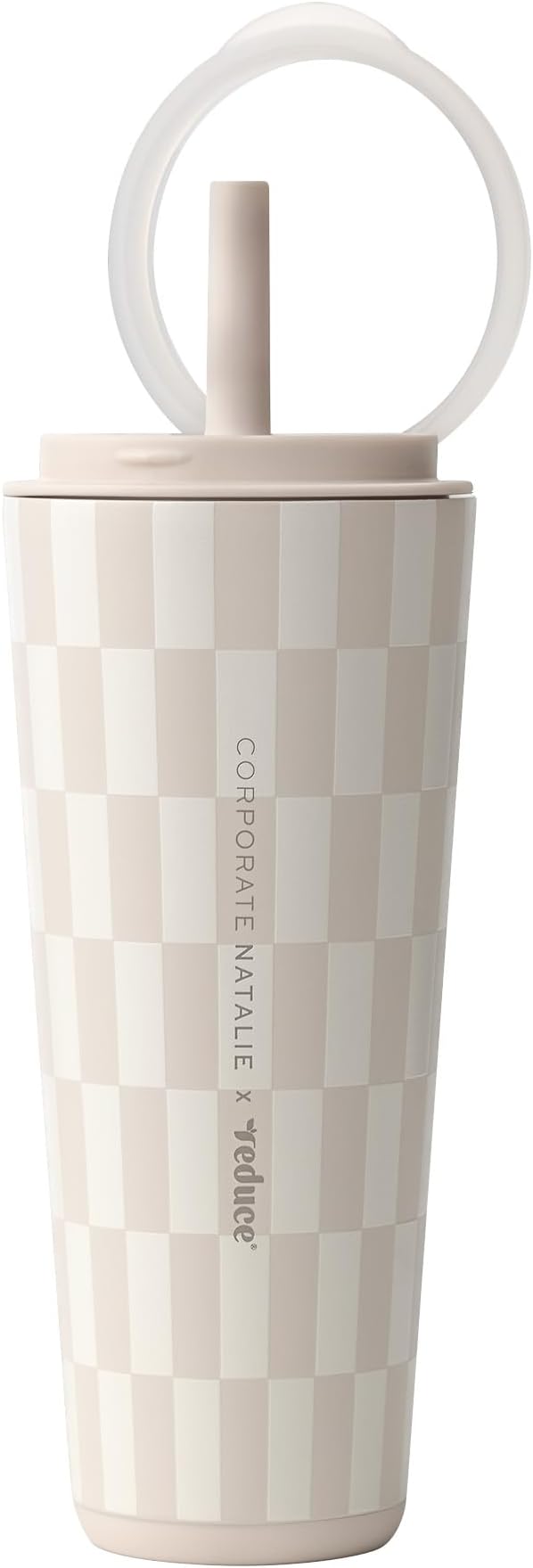 REDUCE Halo 32 oz Stainless Steel Vacuum Insulated Tumbler - Spill Proof Travel Mug with Flip Handle Lid - Keeps Drinks Cold for 32 Hrs - Dishwasher Safe - Cupholder Friendly - Feeling Neutral by Reduce