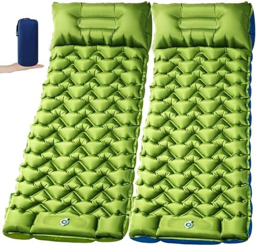 2 Pack 4-Inch Camping Sleeping Pads with Foot Pump and Pillow by Oramoose