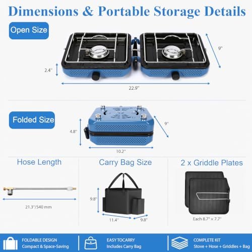 Uniflasy 2-Burner Camping Stove Kit with Carry Bag & Wind Guards - Image 2