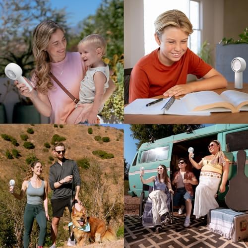 JISULIFE Portable Handheld Turbo Fan Rechargeable 4000mAh 5-Speed (White) - Image 6