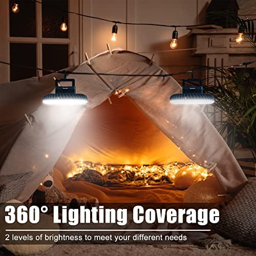 Portable Camping Fan with LED Lantern USB Rechargeable Waterproof Tent Fan with Hanging Hook Magnet Survival Kits for Indoor Outdoor Hiking Car Office Desk Outdoor Emergency Power Outage - Image 3