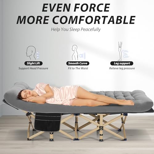 Folding Camping Cot with Mattress for Adults,28" Wide,600LBS - Image 6