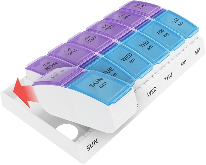 EZY DOSE Weekly AM/PM Pill Organizer, Vitamin and Medicine Box, Large Pop-out - Image 8