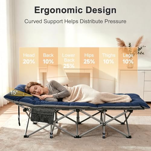 ABORON Camping Cot for Adults, 28 in Wide Folding Bed with Mattress - Image 4
