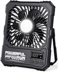 Portable Fan, Camping Fan, 20000mAh 6-Inch 18-85H Rechargeable Ultra Thin Foldable with Built-in Power Bank, LED Light, Remote Control, Hook for Outdoor Camping Tent RV Travel (Black) by NAOIY