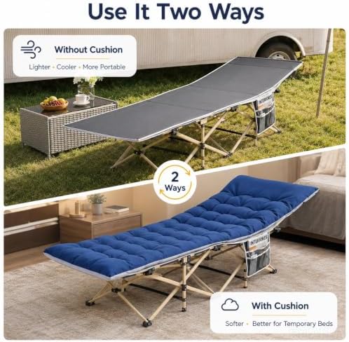 Yaheetech Folding Camping Cot Heavy Duty with Thick Mat & Carry Bag - Image 6