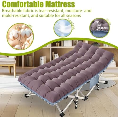 Oversized XXL 2 Pack Camping Cot, 32In Cots for Sleeping with Mattress - Image 4