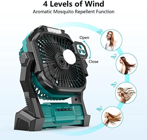 Portable Fan Rechargeable, 20000mAh Cordless Battery Powered Fan with LED Lantern Battery Operated for Travel Bedroom Home Camping Tent Office Beach Desk Fishing Table - Image 3