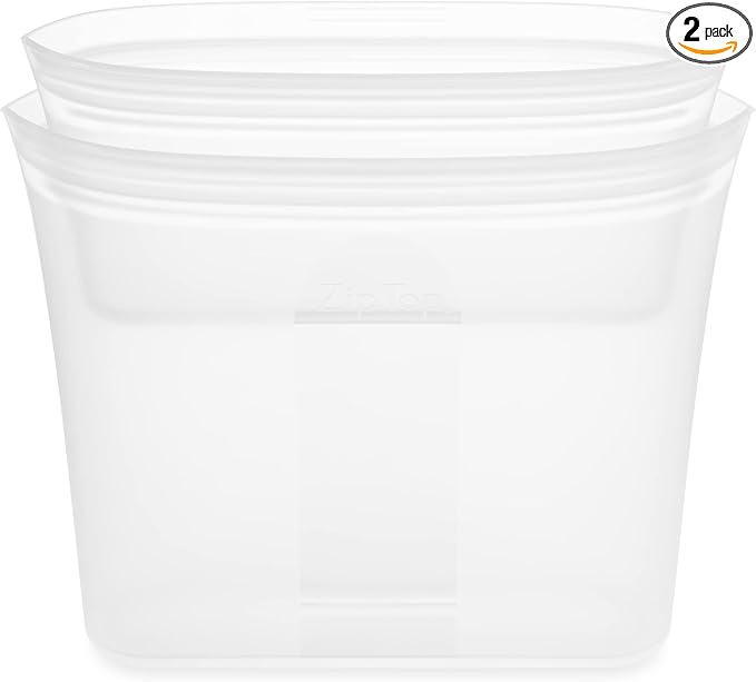 Zip Top Reusable Food Storage Bags | 2 Bag Set | Silicone Meal Prep Container | by ZipTop