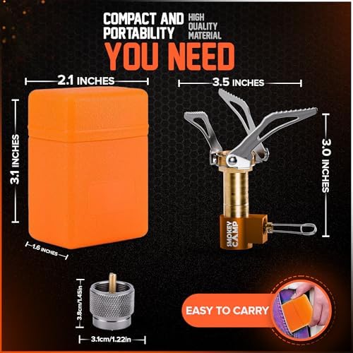 Mini 3000W Camping Stove, Ultralight Backpacking Camp Stove with a Carrying Case and an Additional Adapter, Compatable with Isobutane and Propane Tanks, Portable and Collapsible - Image 2