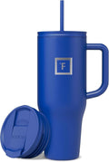 IRON °FLASK Co-Pilot Insulated Mug w/Straw & Flip Cap Lids - Cup Holder Bottle for Hot, Cold Drink - Leak-Proof - Water, Coffee Portable Travel Mug - Cobalt Blue, 40 Oz by IronFlask