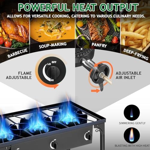 Outvita 3 Burner Propane Gas Stove for Outdoor Cooking, 225,000 BTU - Image 3