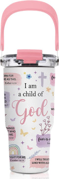 Christian Gifts for Women - 20oz I'm A Child of God Tumblers - God Tumbler with Straw & Top Handle, Leak-proof, BPA-free, Double Wall Insulated Stainless Steel Coffee Tumbler Gifts Cup for Christian by welcometoHYMONA