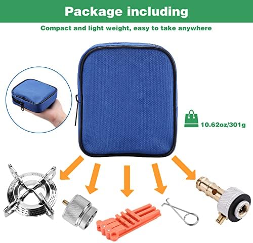 Collapsible Backpacking Camping Stove with 1LB Propane Tank Adapter, Stand - Image 3