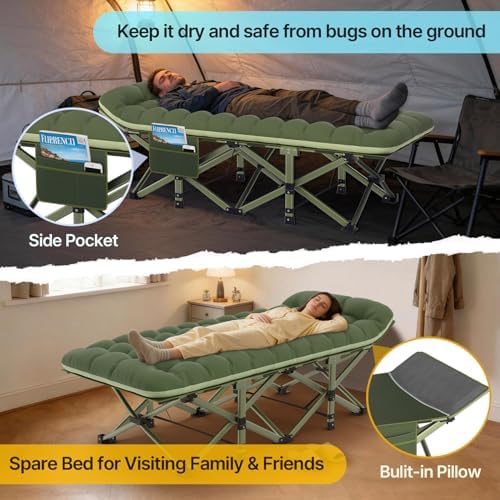 Slendor XXL Camping Cot with Mattress, Pillow & Carry Bag, 32" Extra Wide - Image 5