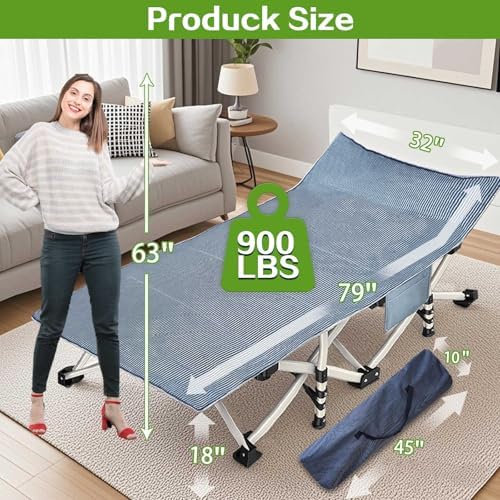 2 Pack 32" Oversize Camping Cot, XXL Camping Bed with Comfortable Mat - Image 5