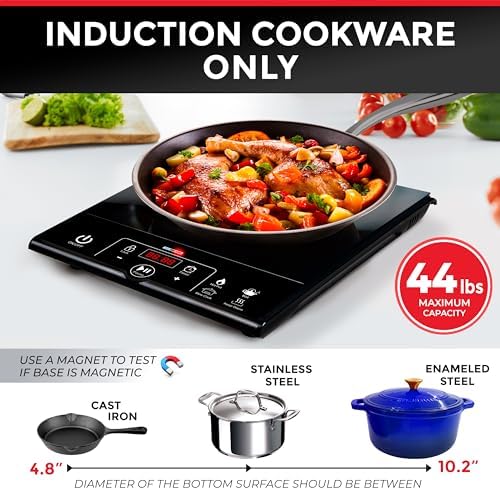 Mueller RapidTherm Portable Induction Cooktop,1800W Single Burner Hot Plate with 8 Power Levels, 8 Temperature Settings, 4 Presets, 4-Hour Timer, Auto Shut-Off & Child Lock for RV, Dorm, Small Kitchen - Image 2