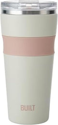 BUILT 24oz Shasta Double Wall Vacuum Insulated Stainless Steel Tumbler with Easy to Clean Flip to Open Lid, Oat by Built