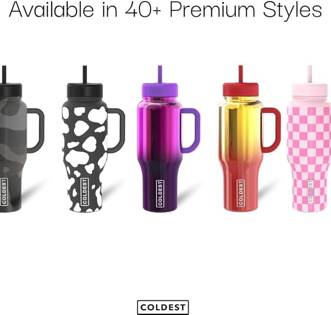 Coldest Tumbler with Handle and Straw - 100% Leak Proof Insulated Tumbler with Lid and Straw (3 Lids) - Stainless Steel Tumblers for Women & Men, Cup Holder Friendly Base, 36 oz (Polished Steel) - Image 4