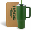 Hogg Big Swig 40 oz Tumbler with Handle and Straw - Hunter Green, 40oz Insulated Stainless Steel, Water Tumbler with Straw, Water Cup with Handle, Versatile Leak Proof Lid by HoggOutfitters