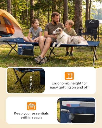 Sportneer Camping Cot, Military Cot Portable Camping Cots for Sleeping 78.3"x28.7"x14.6" Heavy Duty Folding Bed for Adults Teen Outdoor Travel Camping Tent Lounge Office Support 330 Lbs - Image 5