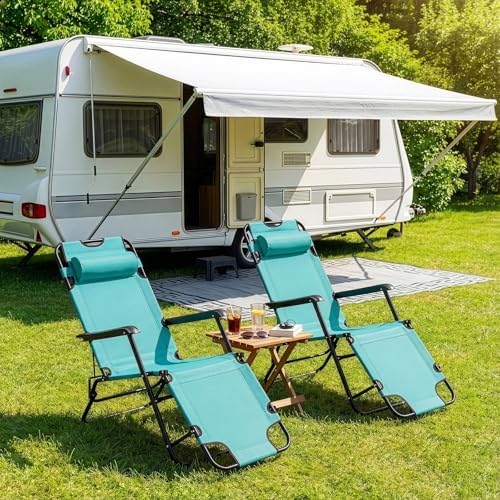 HOMSUPPLIE'S Folding Outdoor Lounge Chair, Mint Green - Image 5