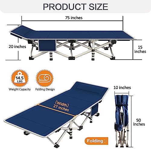 COLMERD 2 Pack Camping Cot with Mattress, Comfortable Sleeping Cot - Image 3
