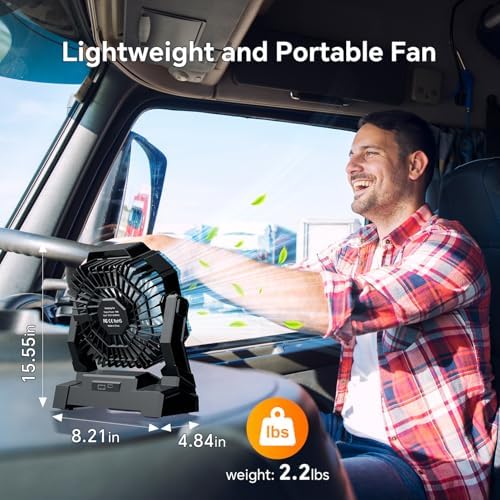 Portable Camping Fan with LED Lantern, 30000mAh Rechargeable Battery Operated Fan with 5 Speeds & Digtal, Personal USB Table for Camping Essential ＆ Hurricane-Ready - Image 7