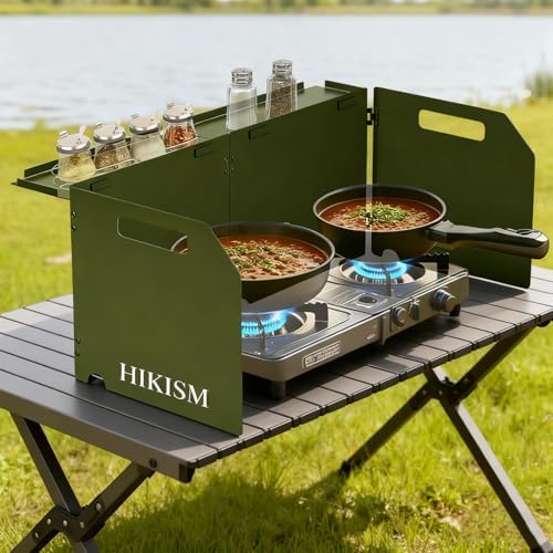 Camping Stove Windscreen, Lightweight Foldable Outdoor Wind Blocker Gas Stove Windshield Wind Screen Wind Guard for Camping Stove, Glamping, Navy Green - Image 2