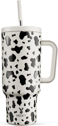 Meoky 40 oz Tumbler with Handle and Straw, Tumbler with Lid and Straw, Insulated Stainless Steel Travel Mug, 100% Leak-proof, Keeps Cold for 34 Hours or Hot for 10 Hours (Cow) by MEOKY