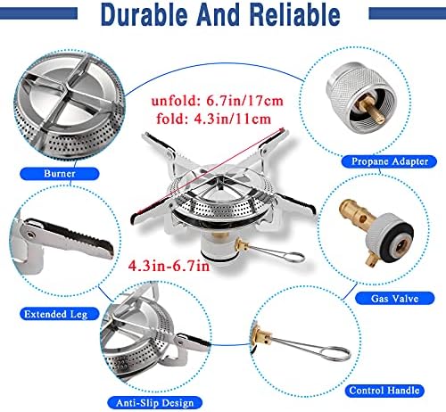 Small Backpacking Stove Portable Camping Stove Burner with Butane Adapter - Image 3