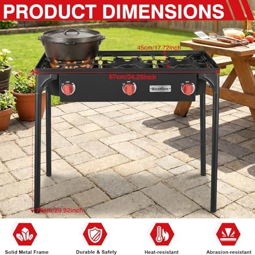 Bestfire 3 Burners Camping Stove for Cooking Outdoor, 225,000 BTU Propane - Image 6