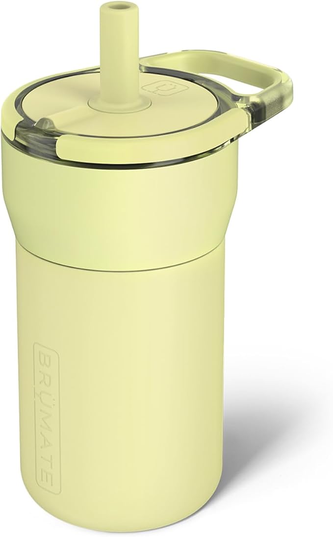BrüMate Leap 12oz 100% Leakproof Kids Tumbler with Handle and Silicone Soft Straw | Drop Resistant Silicone Sleeve | For Kids 4+ | Insulated Stainless Steel | Cup Holder Friendly | 12oz (Prickly Pear) by Br%C3%BCMate