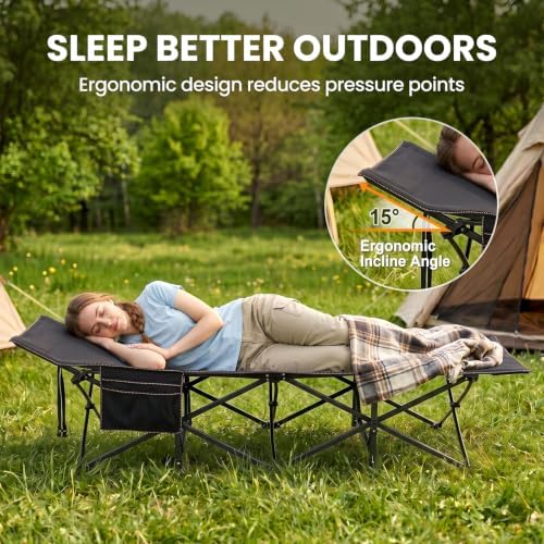 DoCred Folding Camping Cot with Mattress, Heavy Duty Folding Cot - Image 2