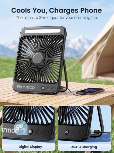 Warmco D4 Battery Powered Camping Fan 20000mAh, LED Lantern - Image 6