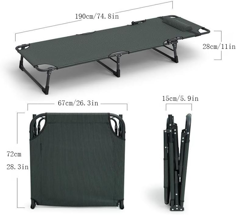 Folding Camping Cot for Adults,Adjustable Sleeping Cot with Mattress - Image 2