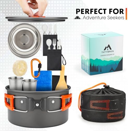 THTYBROS 17pcs Camping Cookware Mess Kit,for Camping,Backpacking,Picnic - Image 5