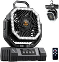 Camping Fan Rechargeable - 20000mAh Cordless Battery Powered Portable Fan with LED Lantern, Remote Auto Oscillating Wireless Fan USB Rechargeable Tent Fan for Travel Outdoor Cooling Car Home (Black) by Unknown