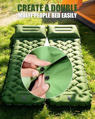 AKSOUL Self Inflating Sleeping Pad: Camping Inflatable Single Bed Air Mattress - Lightweight Sleep Mats - Compact Ultralight Pad for Camp Hiking Travel - 10CM - Green - Image 5