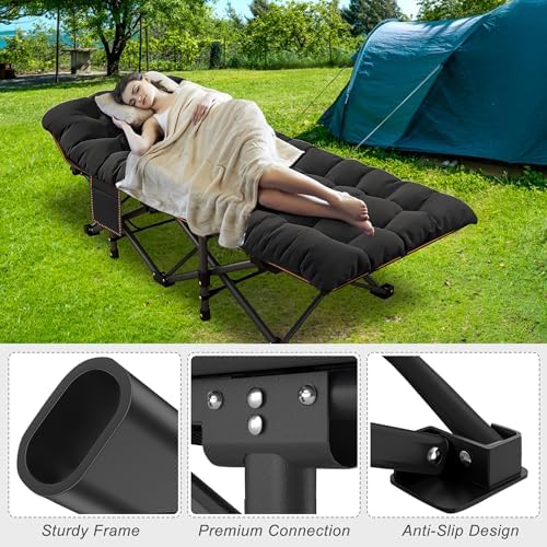 ABORON XXL Camping Cot for Adults 900LBS - 78"×32" Oversized Folding Bed with Mattress Pad, Heavy Duty 1200D Oxford Outdoor Cot with Carry Bag - Image 6