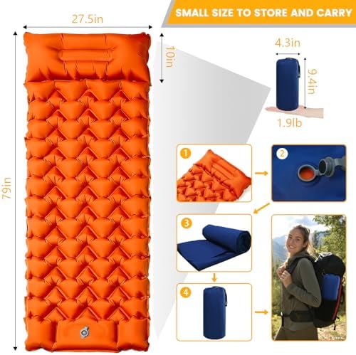 4-Inch Camping Sleeping Pad with Foot Pump - Image 4