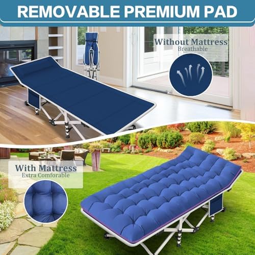 2 Pack Camping Cot with Mattress, Folding Camping Cot for Adults - Image 4