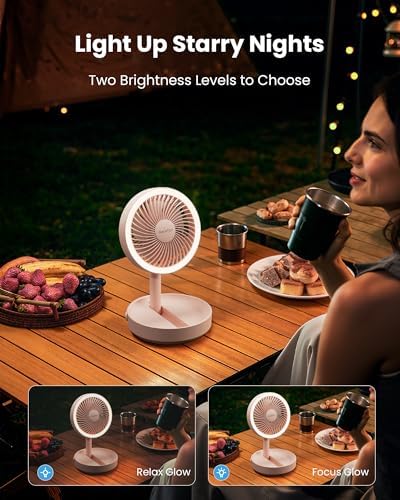 Gaiatop Foldable Desk Fan with Night Light, 6.8in Portable Travel Fan - Image 4