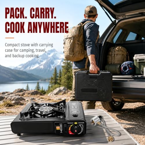 SHINESTAR 7800 BTU Dual Fuel Camping Stove, Propane Portable Gas Stove - Image 6