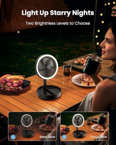Gaiatop Foldable Desk Fan with Night Light, 6.8in Portable Travel Fan - Image 4