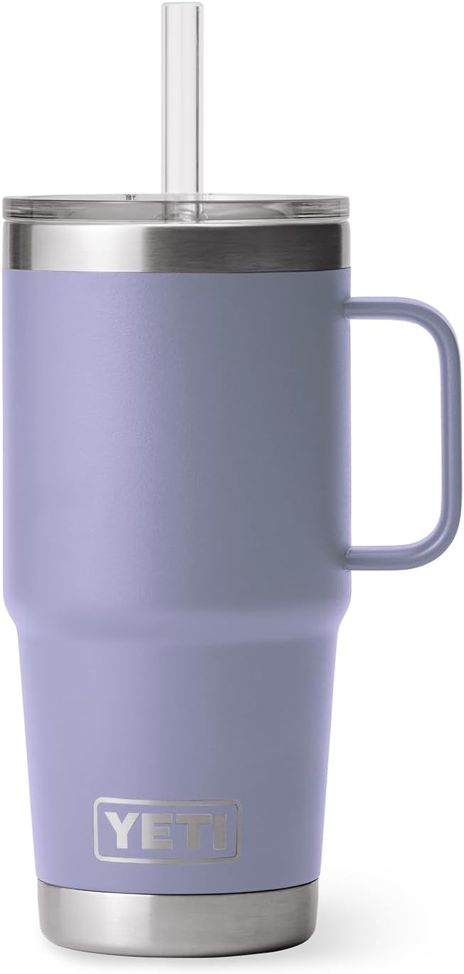 YETI Rambler 25 oz Tumbler with Handle and Straw Lid, Travel Mug Water Tumbler, Vacuum Insulated Cup with Handle, Stainless Steel, Cosmic Lilac - Image 9
