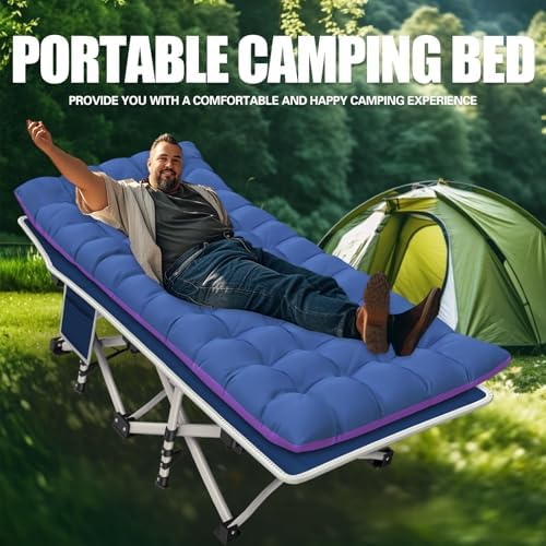 Camping Cot with Thick Pad, Cots for Sleeping, 450LBS(Max Load) - Image 2