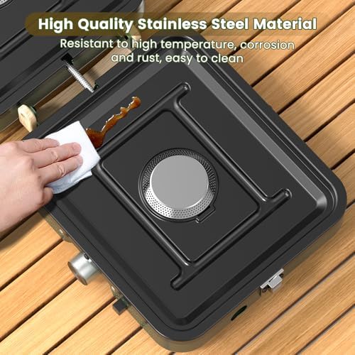 OGERY 2-Burner Foldable Camping Stove with Griddle (Textured & Smooth) and Carrying Bag, Portable Propane Camp Stove with 2 Adjustable Burners & Piezo Ignition, for Camping Tailgating Essentials Gear - Image 5