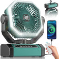 Portable Rechargeable Fan - 9-Inch Camping Fan for Tent, 24000mAh(60Hrs) Battery Operated Fan for Camping, Auto Oscillation Cordless Fans, Tent Fan with Remote/Light, 4 Speeds, 4 Timing, Outdoor by Orteen