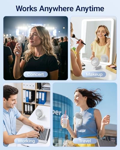 SWEETFULL Handheld Portable Fan, 5000mAh Rechargeable Battery, 6 Speed Wind, LED Digital Display, Foldable Electric Personal Mini Travel Fan with Backup Power, Summer Essentials Gifts for Women Girl - Image 6